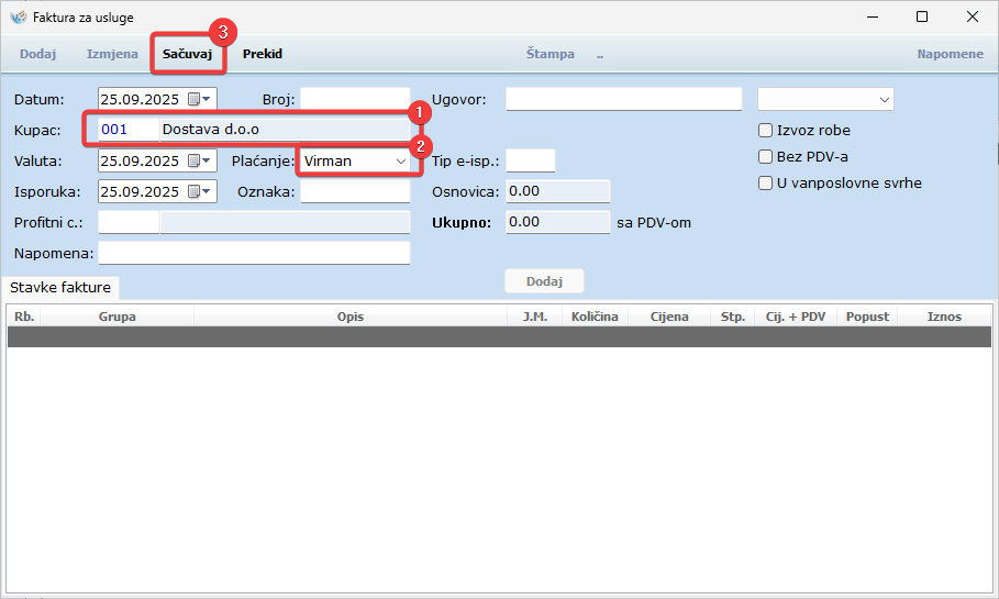 Fakturisanje usluge - Zaglavlje.png